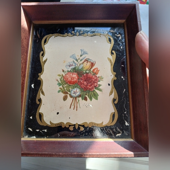 Vintage Other - Franklin Picture Frame with A Floral Botonical Framed Print By "J. L. Prévost"